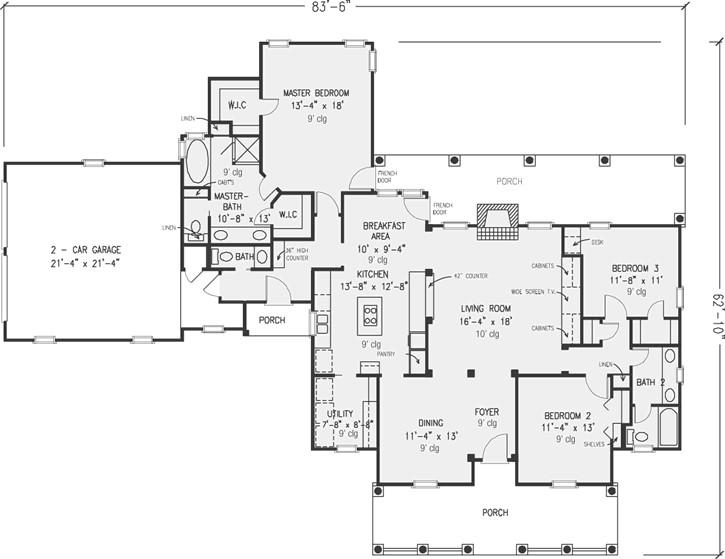 Interior floor plan outline